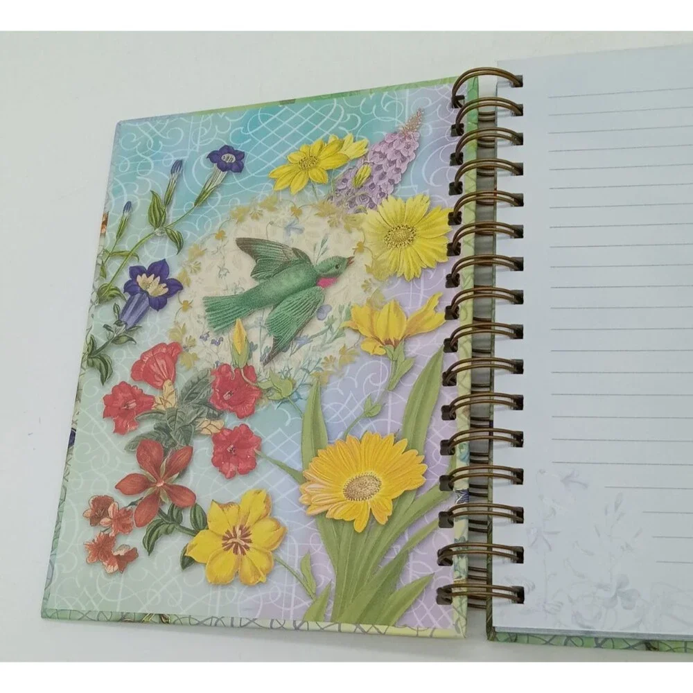 Punch Studio Spiral Bound Journal Illustrated Floral Bird Cover 